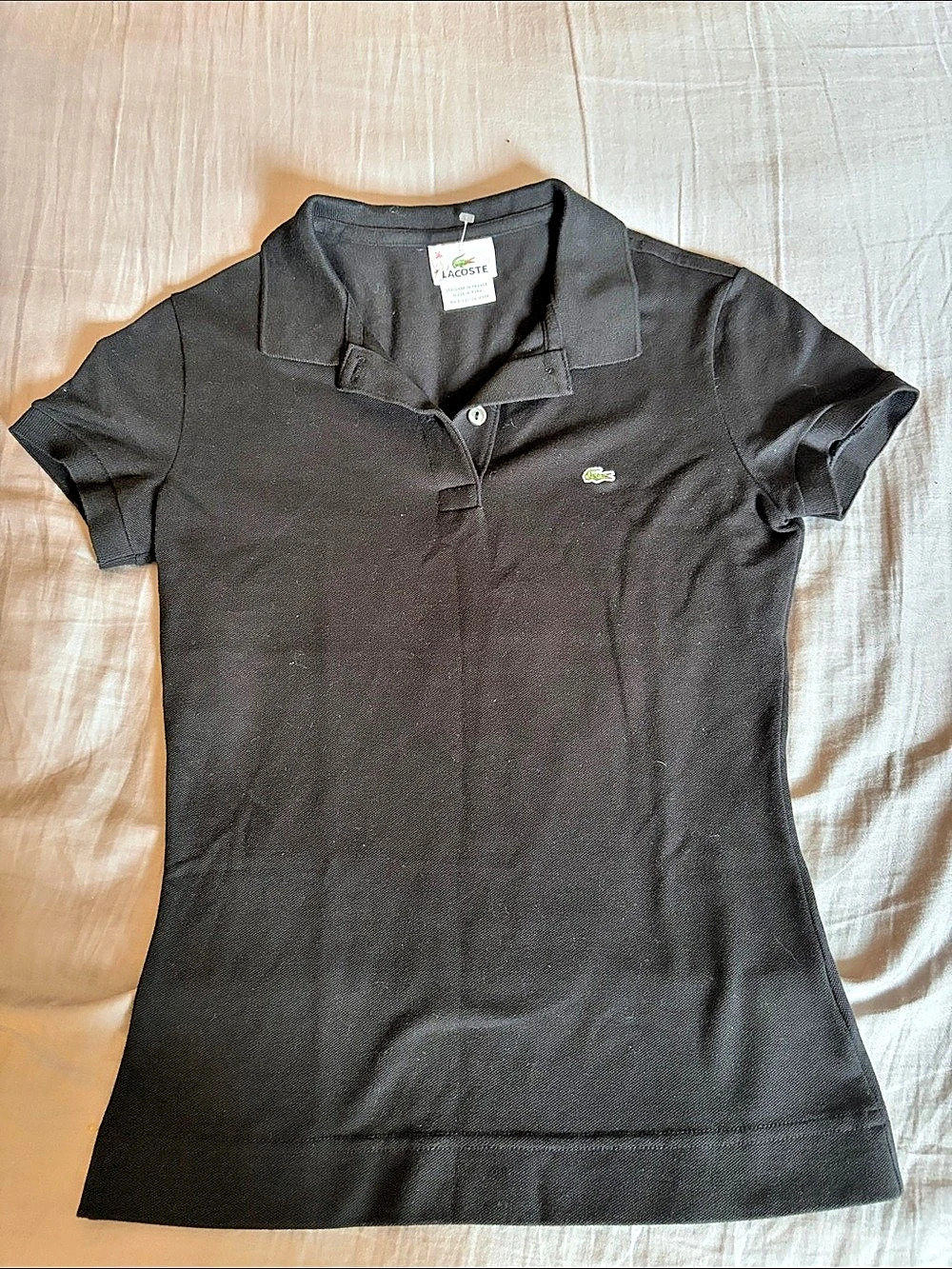 Lacoste Women's Slim Fit Stretch Cotton Pique Polo Shirt Black Size 36